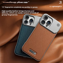 Capa de couro de aromaterapia empresarial para iphone 17 air 16 15 14 plus 13 12 11 pro max para magsafe capa de armadura magnética sem moldura