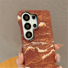 For Magsafe Wireless Charge Case For Samsung Galaxy S26 S25 S24 S23 FE Ultra Plus Carbon Fiber Sea WaveTexture Ultra Thin Cover