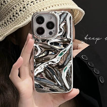 Luxury Electroplate Silvery 3D Wrinkle Phone Case For iphone 17 16 15 14 13 11 12 Pro Max 17Air Purple Water Ripple Soft Cover