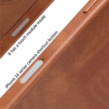 Capa Magnética de Couro Retrô de Luxo para Negócios para iPhone 18 17 Pro Max 16 Plus 15 14 13 com Lente de Liga MagSafe e Carregamento Sem Fio