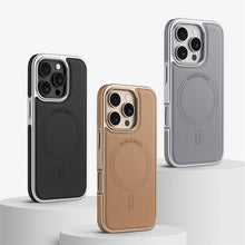 Capa magnética de couro com moldura revestida de negócios de luxo para iPhone 17 16 15 14 13 Pro Max Magsafe Capa à prova de choque com carga sem fio