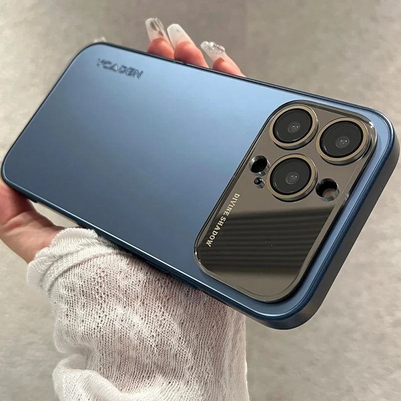 Luxury Mirror Glass Large Window Case for iPhone 17 Air 16 15 14 13 12 11 Pro Max Original AG Matte Shockproof Protective Funda