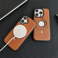 Capa de suporte de anel magnético de couro de luxo para iphone 16 pro max 15 14 plus 13 12 para magsafe oco logotipo suporte capa de negócios