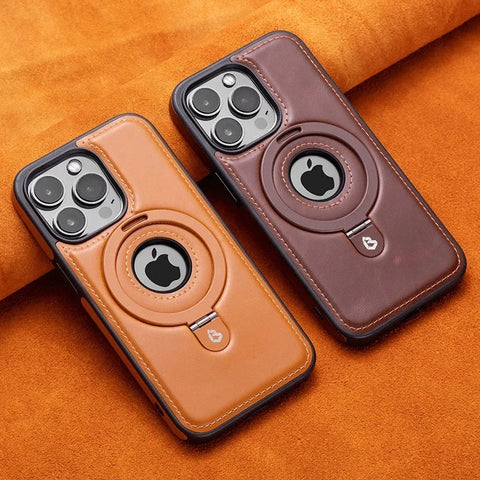 Capa de suporte de anel magnético de couro de luxo para iphone 16 pro max 15 14 plus 13 12 para magsafe oco logotipo suporte capa de negócios