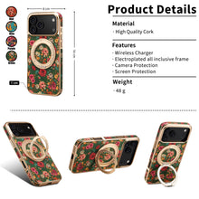 Denior para iPhone 17/16/15/14/13 Plus/Pro/Pro Max Flower Dream Totem Strap ajustável 360 °   Capa de telefone de cortiça com suporte de anel giratório