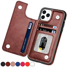 Carteira botão duplo com slot para cartão suporte flip capa de couro para iphone 16e 16 pro max 15 plus 14 13 12 mini 11 se3 se2 x xr 8 7
