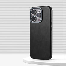 Capa Magnética de Couro Retrô de Luxo para Negócios para iPhone 18 17 Pro Max 16 Plus 15 14 13 com Lente de Liga MagSafe e Carregamento Sem Fio