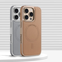 Capa magnética de couro com moldura revestida de negócios de luxo para iPhone 17 16 15 14 13 Pro Max Magsafe Capa à prova de choque com carga sem fio