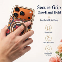 Denior para iPhone 17/16/15/14/13 Plus/Pro/Pro Max Flower Dream Totem Strap ajustável 360 °   Capa de telefone de cortiça com suporte de anel giratório