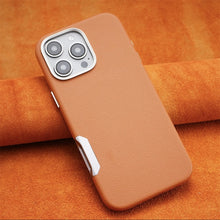 Para magsafe luxo negócios caso de telefone de couro para iphone 16 16pro max 16plus carregamento magnético sem fio fosco capa à prova de choque