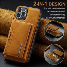 Capa de Couro Magnética Destacável 2 em 1 para iPhone 18 Pro Max 17 Air 16 16E 15 14 13 12 11 com Porta-Cartões e Bolso