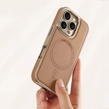 Capa magnética de couro com moldura revestida de negócios de luxo para iPhone 17 16 15 14 13 Pro Max Magsafe Capa à prova de choque com carga sem fio