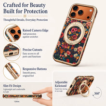 Denior para iPhone 17/16/15/14/13 Plus/Pro/Pro Max Flower Dream Totem Strap ajustável 360 °   Capa de telefone de cortiça com suporte de anel giratório