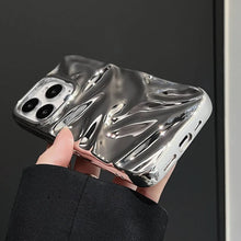 Luxury Electroplate Silvery 3D Wrinkle Phone Case For iphone 17 16 15 14 13 11 12 Pro Max 17Air Purple Water Ripple Soft Cover