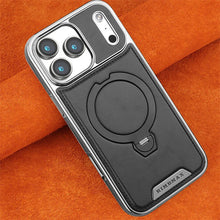 Suporte giratório magnético capa de telefone de couro de luxo para iphone 11 12 13 14 15 16 17 pro max plus carregamento sem fio capa à prova de choque