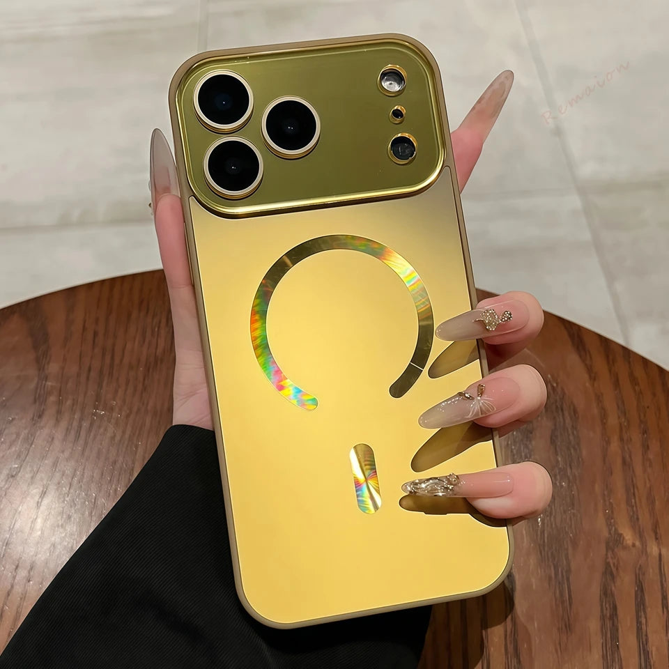 Matte Glitter Laser Magnetic Phone Case for iPhone 17 Air 13 14 15 16 Pro Max Magsafe Luxury Wireless Charging Protector Cover