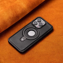 Capa de suporte de anel magnético de couro de luxo para iphone 16 pro max 15 14 plus 13 12 para magsafe oco logotipo suporte capa de negócios