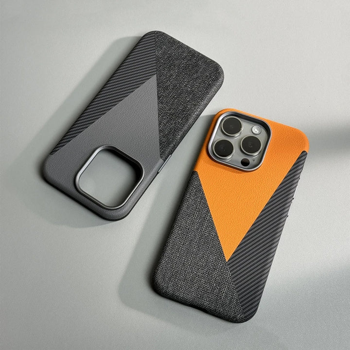 Capa de Couro na Moda com Cores Vibrantes para iPhone 16 16Pro Max 15 14 13 com MagSafe, Carregamento Sem Fio, Lente de Metal e Proteção Antichoque