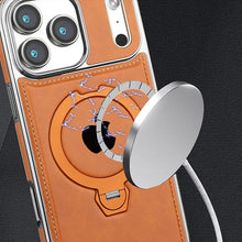 Suporte giratório magnético capa de telefone de couro de luxo para iphone 11 12 13 14 15 16 17 pro max plus carregamento sem fio capa à prova de choque