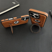 Capa de suporte de anel magnético de couro de luxo para iphone 16 pro max 15 14 plus 13 12 para magsafe oco logotipo suporte capa de negócios