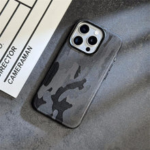 Capa Magnética de Couro Camuflado de Luxo à Prova de Choque para iPhone 17 Pro Max 16 15 14 13 12 com Suporte para Carregamento Sem Fio MagSafe