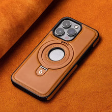 Capa de suporte de anel magnético de couro de luxo para iphone 16 pro max 15 14 plus 13 12 para magsafe oco logotipo suporte capa de negócios