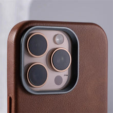 Capa Magnética de Couro Retrô de Luxo para Negócios para iPhone 18 17 Pro Max 16 Plus 15 14 13 com Lente de Liga MagSafe e Carregamento Sem Fio