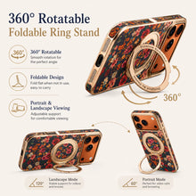 Denior para iPhone 17/16/15/14/13 Plus/Pro/Pro Max Flower Dream Totem Strap ajustável 360 °   Capa de telefone de cortiça com suporte de anel giratório