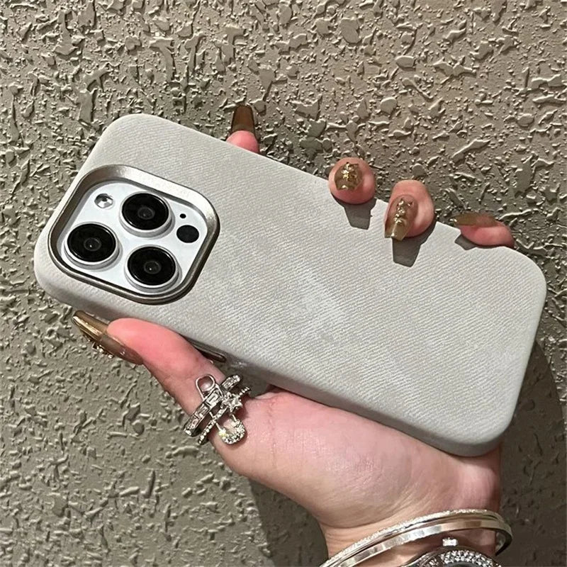 Capa de Flanela para iPhone 16 Pro Max 16Pro 17 15 com Carregamento Sem Fio, Capa Protetora de Microfibra