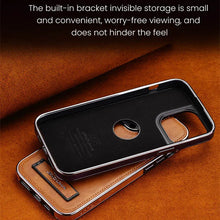 Luxo chapeamento pára-choques de couro dobrável kickstand caso telefone para iphone 16 15 11 12 13 14 pro max plus fino metal titular capa