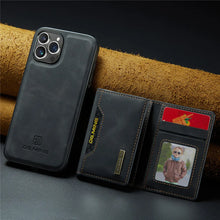 Capa de Couro Magnética Destacável 2 em 1 para iPhone 18 Pro Max 17 Air 16 16E 15 14 13 12 11 com Porta-Cartões e Bolso