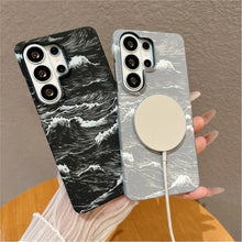 For Magsafe Wireless Charge Case For Samsung Galaxy S26 S25 S24 S23 FE Ultra Plus Carbon Fiber Sea WaveTexture Ultra Thin Cover