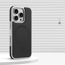 Capa magnética de couro com moldura revestida de negócios de luxo para iPhone 17 16 15 14 13 Pro Max Magsafe Capa à prova de choque com carga sem fio