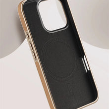 Capa magnética de couro com moldura revestida de negócios de luxo para iPhone 17 16 15 14 13 Pro Max Magsafe Capa à prova de choque com carga sem fio