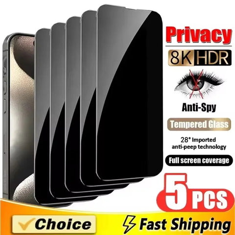 Protetor de Tela de Privacidade para iPhone 17 Pro Max 18 Pro 16 15 14 13 11 12 Mini X XS XR Air 16E 7 8 Plus Vidro Temperado Anti-Espião