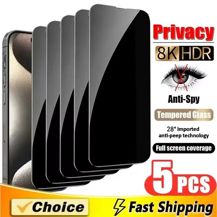 Protetor de Tela de Privacidade para iPhone 17 Pro Max 18 Pro 16 15 14 13 11 12 Mini X XS XR Air 16E 7 8 Plus Vidro Temperado Anti-Espião
