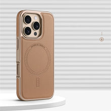 Capa magnética de couro com moldura revestida de negócios de luxo para iPhone 17 16 15 14 13 Pro Max Magsafe Capa à prova de choque com carga sem fio