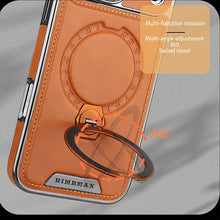 Suporte giratório magnético capa de telefone de couro de luxo para iphone 11 12 13 14 15 16 17 pro max plus carregamento sem fio capa à prova de choque