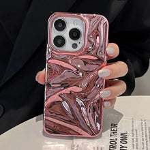Luxury Electroplate Silvery 3D Wrinkle Phone Case For iphone 17 16 15 14 13 11 12 Pro Max 17Air Purple Water Ripple Soft Cover